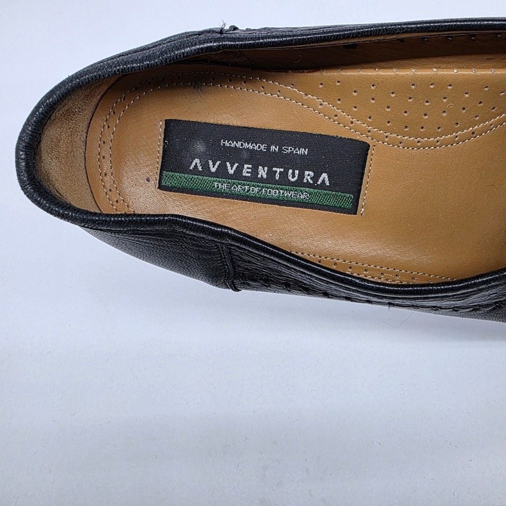Avventura Black Ostrich Quill Tassel Loafers Men's 10M Handmade in Spain 3530 - Picture 4 of 11